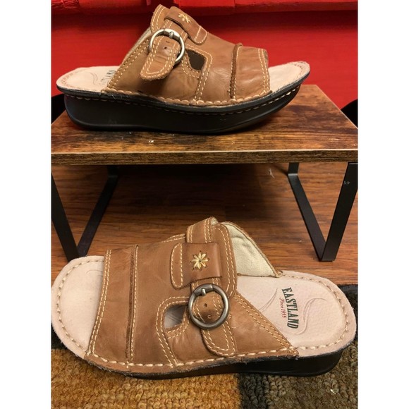 ❤️ Eastland Brown Leather Slides Sandals size 6 Vintage ❤️ - Picture 4 of 5